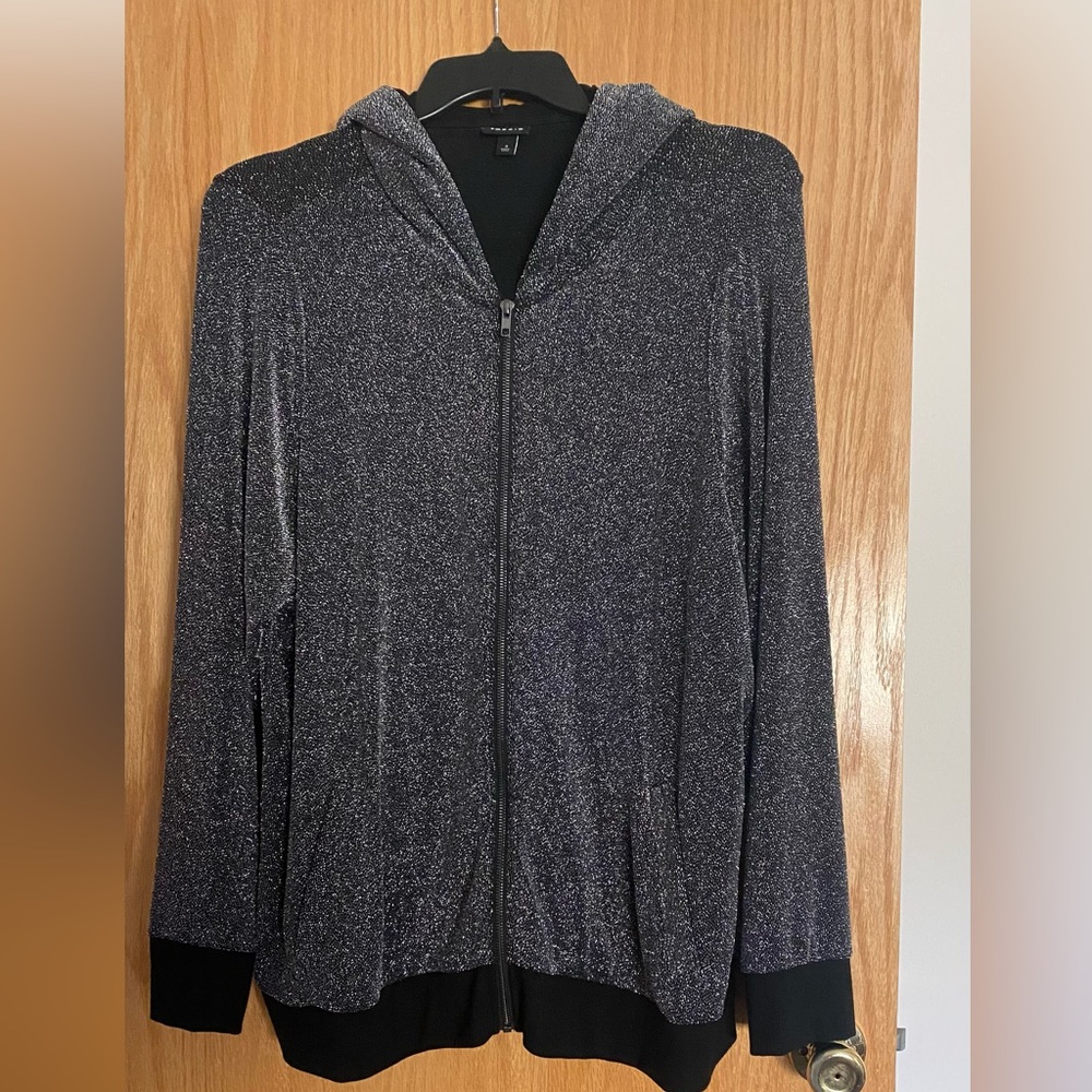Sparkle Hooded Zip Jacket - Black Silver - Unknown Brand